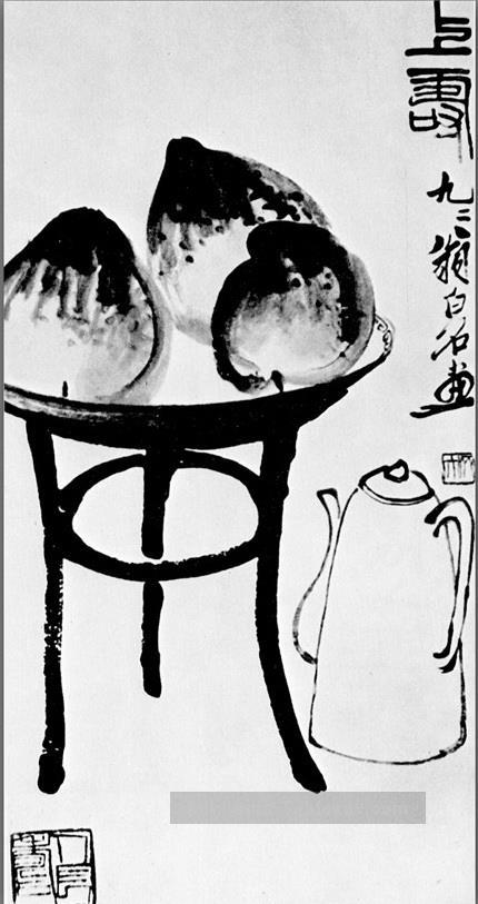 Qi Baishi pêches vieille Chine encre Peintures à l'huile